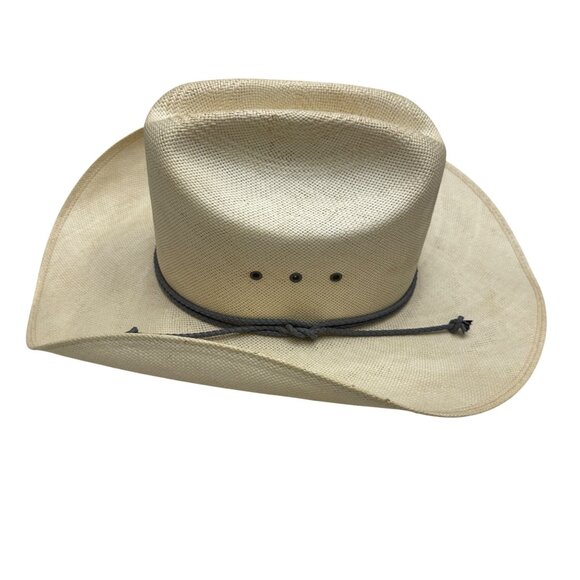 Resistol 4X Shantung Panama Straw Cowboy Hat Self Conforming, Sz 6 7/8 Long Oval main image 7